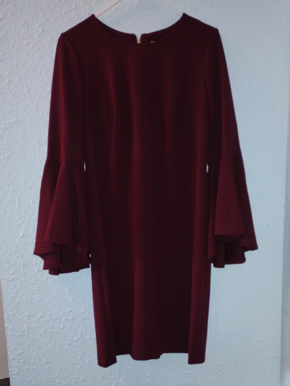 Calvin Klein Burgundy Bell-Sleeve Shift Dress